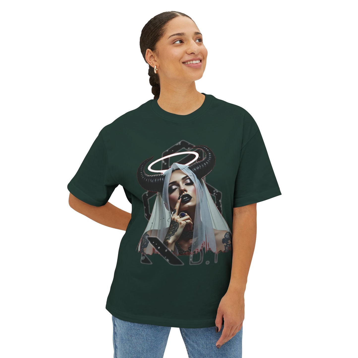 Edgy Graphic Tee, Unisex Oversized Boxy Tee, Alternative Fashion Shirt, Unique Apparel, Statement Top, Gift for Her