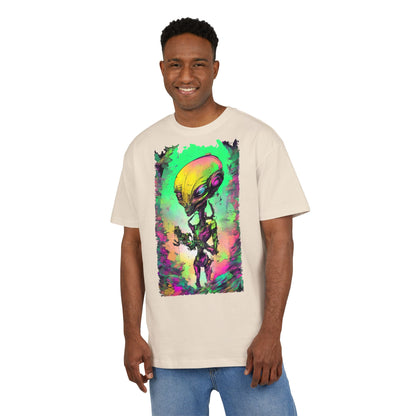 Cosmic Alien Art Tee - Unisex Heavy Oversize Tee, Retro Space Vibe Shirt, Gift for Sci-Fi Lovers, Casual Wear, Unique Graphic T-Shirt