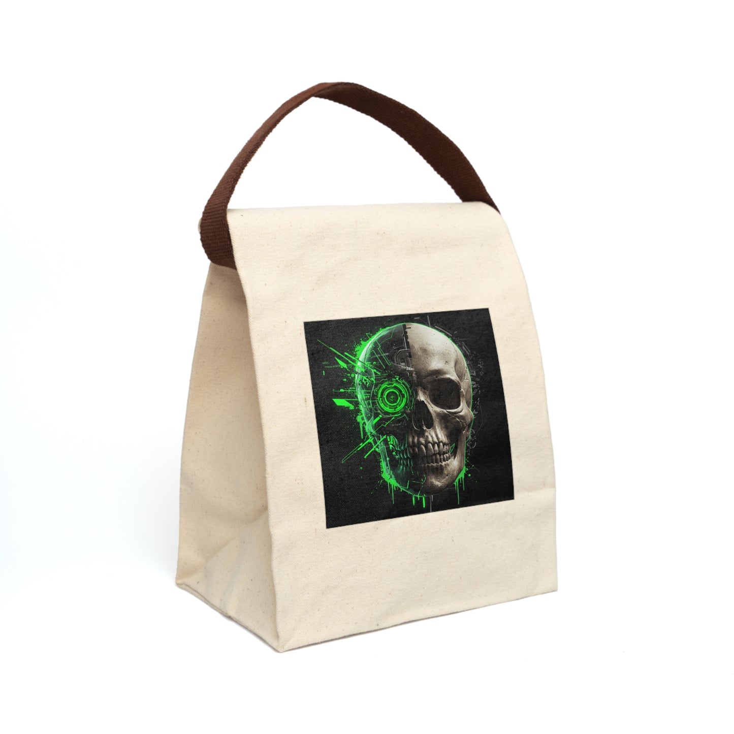 Edgy Skull Canvas Lunch Bag, Goth Lunch Tote, Unique Gift for Teens, Eco-friendly Snack Pouch, Halloween Lunchbox, Cool Back-to-School Bag