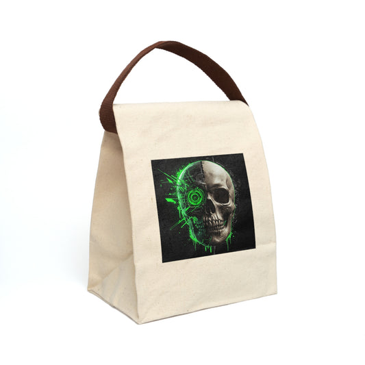 Edgy Skull Canvas Lunch Bag, Goth Lunch Tote, Unique Gift for Teens, Eco-friendly Snack Pouch, Halloween Lunchbox, Cool Back-to-School Bag