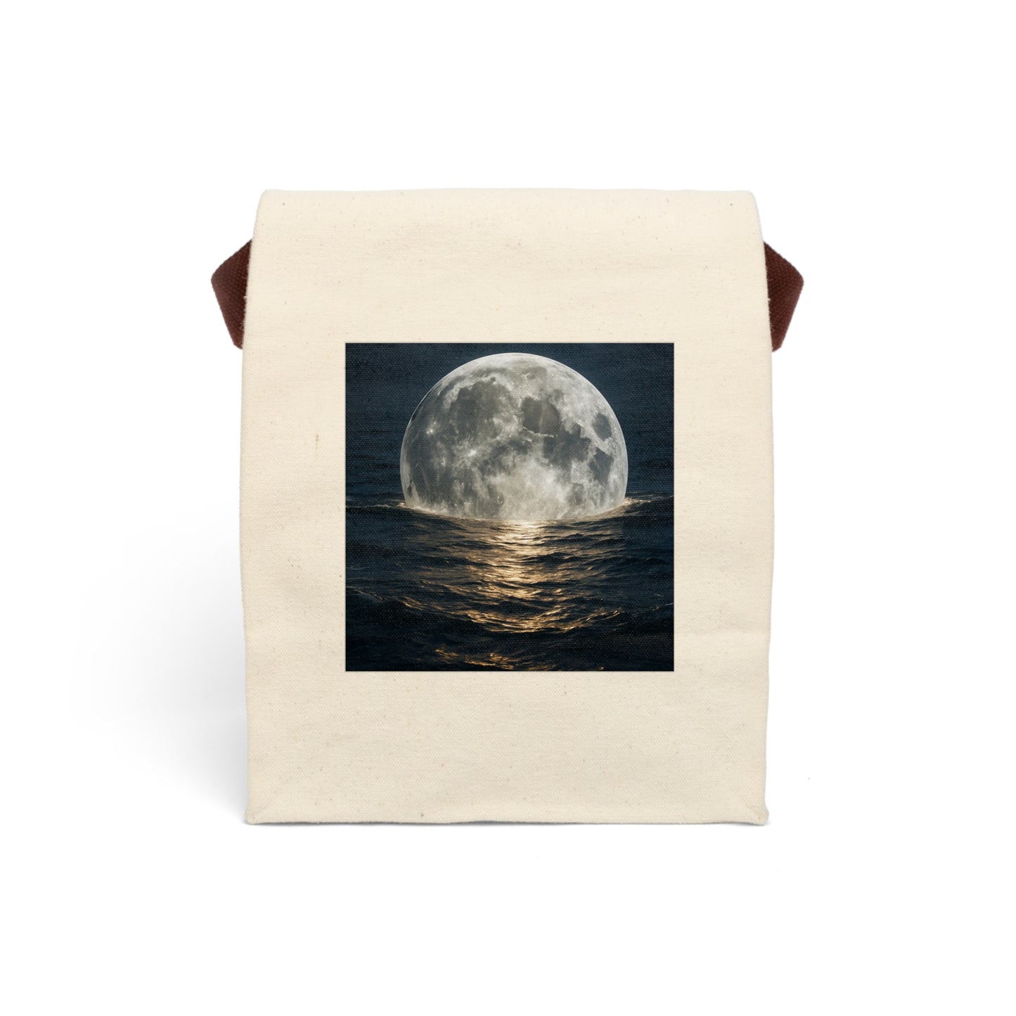 Canvas Lunch Bag with Moonlit Design | Eco-Friendly Tote for Adults, Kids' Picnic Bag, Gift Idea for Birthdays