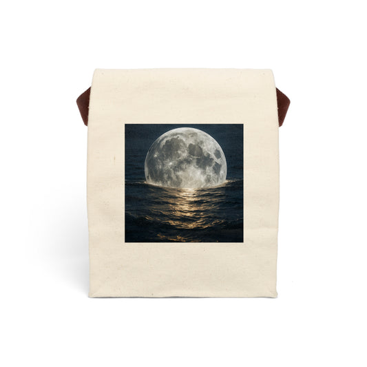 Canvas Lunch Bag with Moonlit Design | Eco-Friendly Tote for Adults, Kids' Picnic Bag, Gift Idea for Birthdays