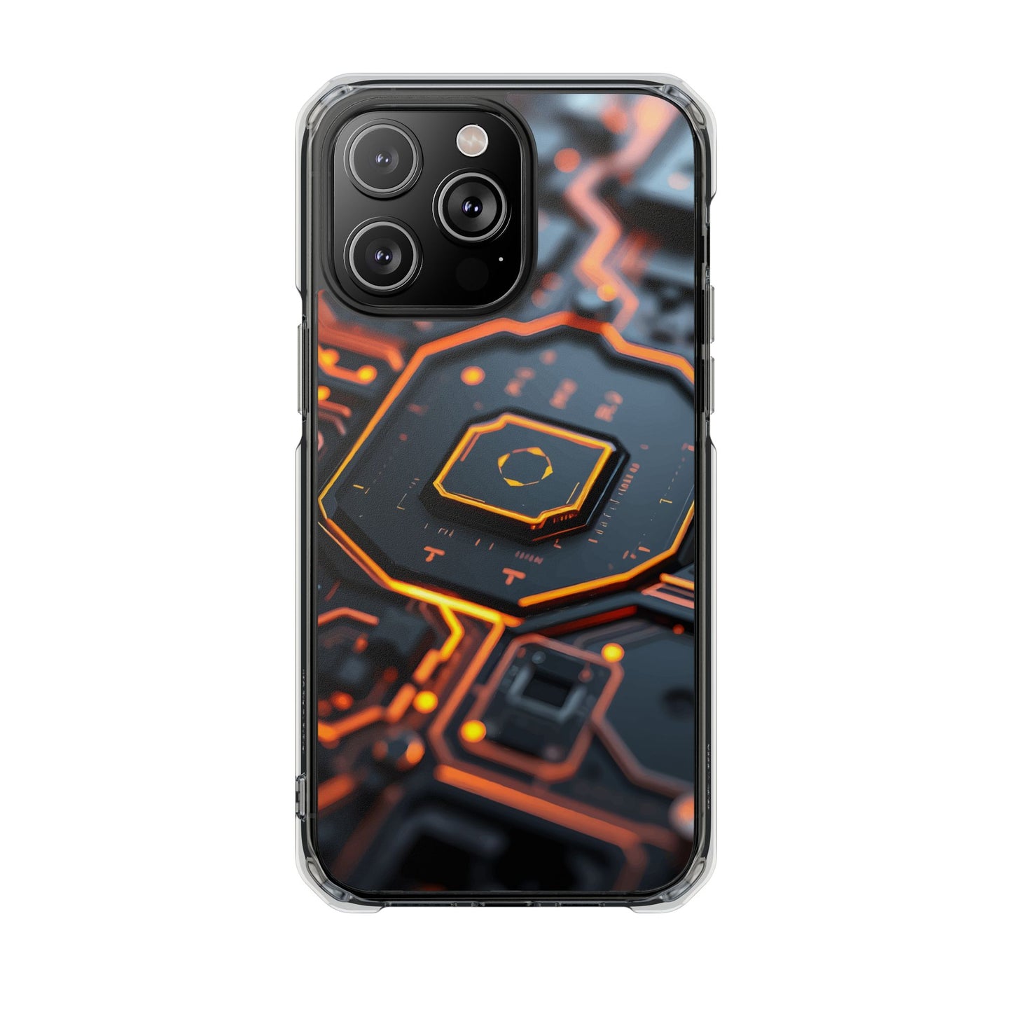 Futuristic Magnetic Phone Case, Clear Impact Case, Stylish Tech Accessory, Gifts for Tech Enthusiasts, Unique Phone Cover