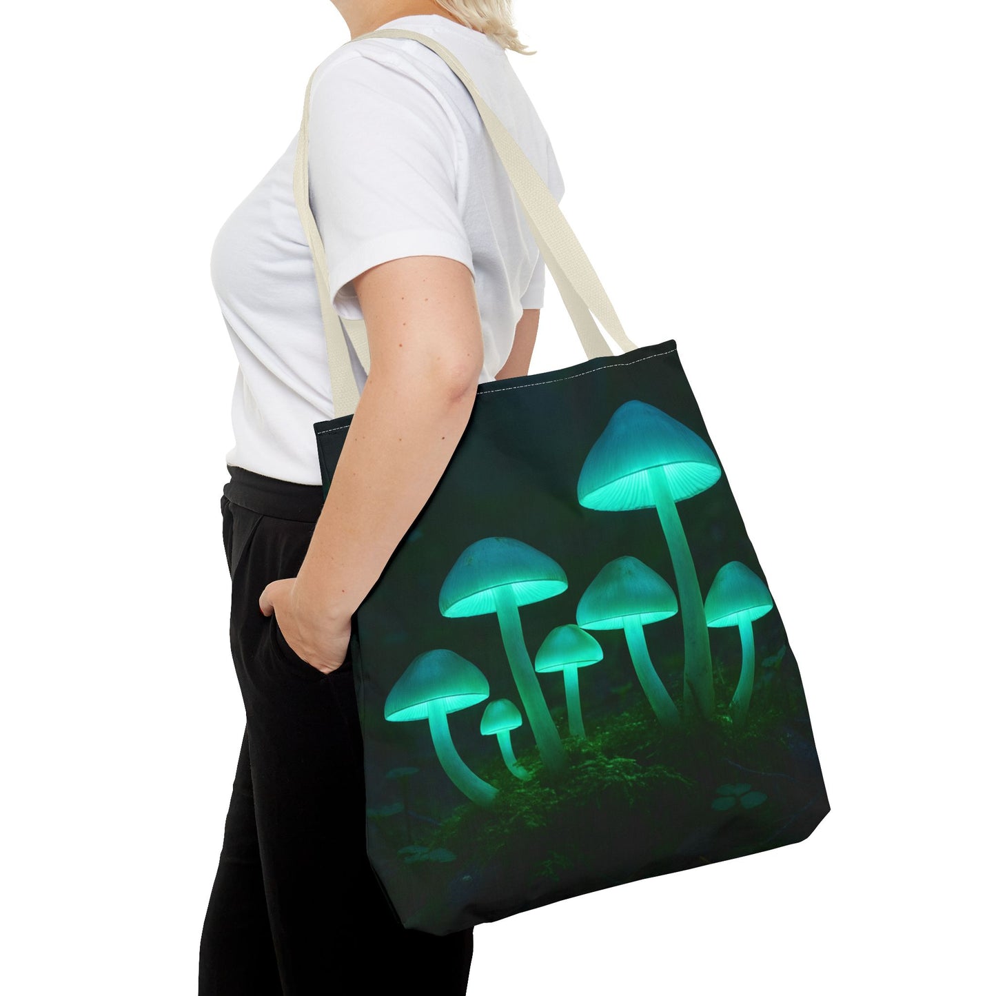 Glowing Mushroom Tote Bag, Eco-Friendly Shopping Tote, Nature Lover Gift, Boho Style Bag, Festival Accessory, Unique Creations