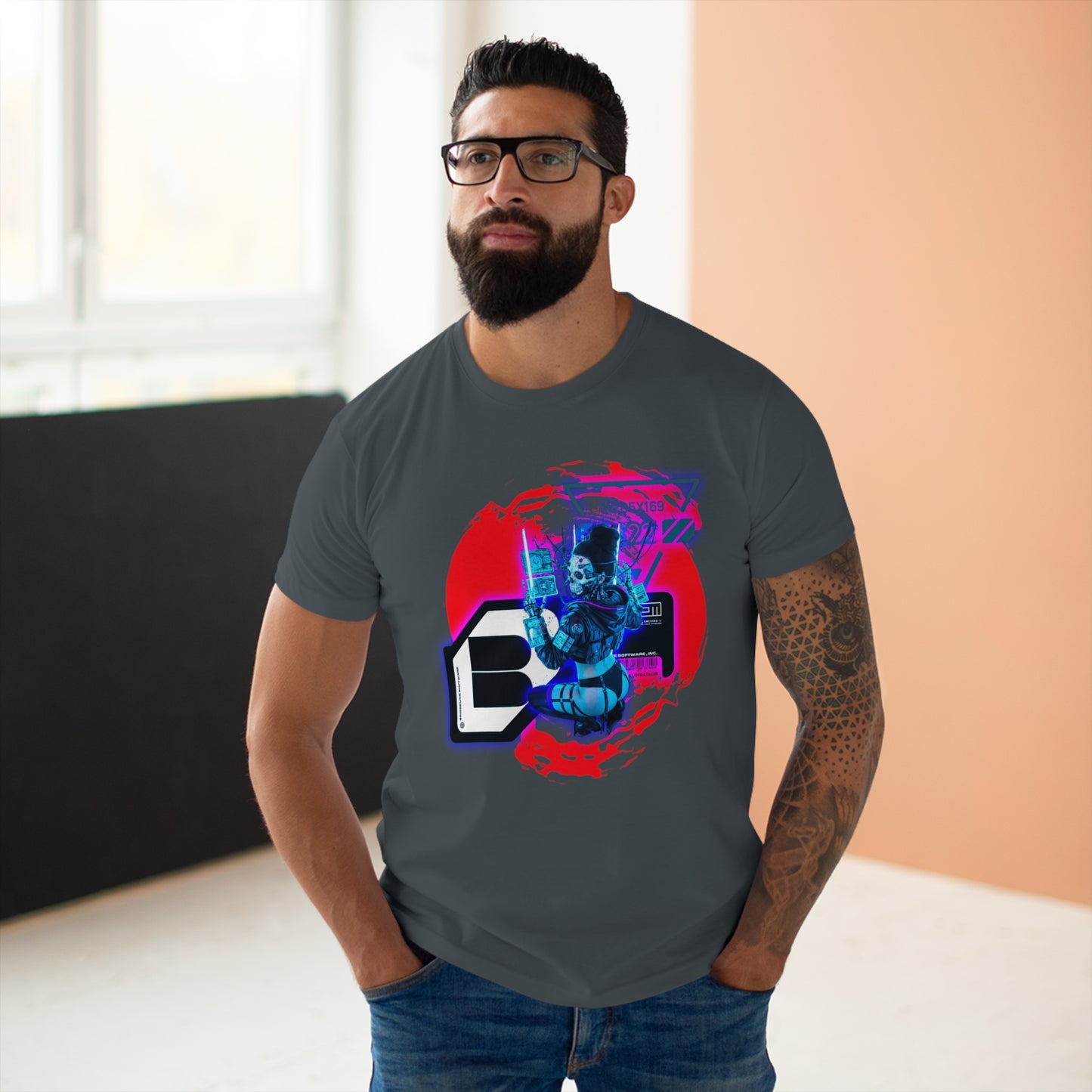 Futuristic Graphic Tee, Urban Outfit, Cyberpunk Style T-shirt, Men's Streetwear, Casual Wear, Gift for Tech Lovers