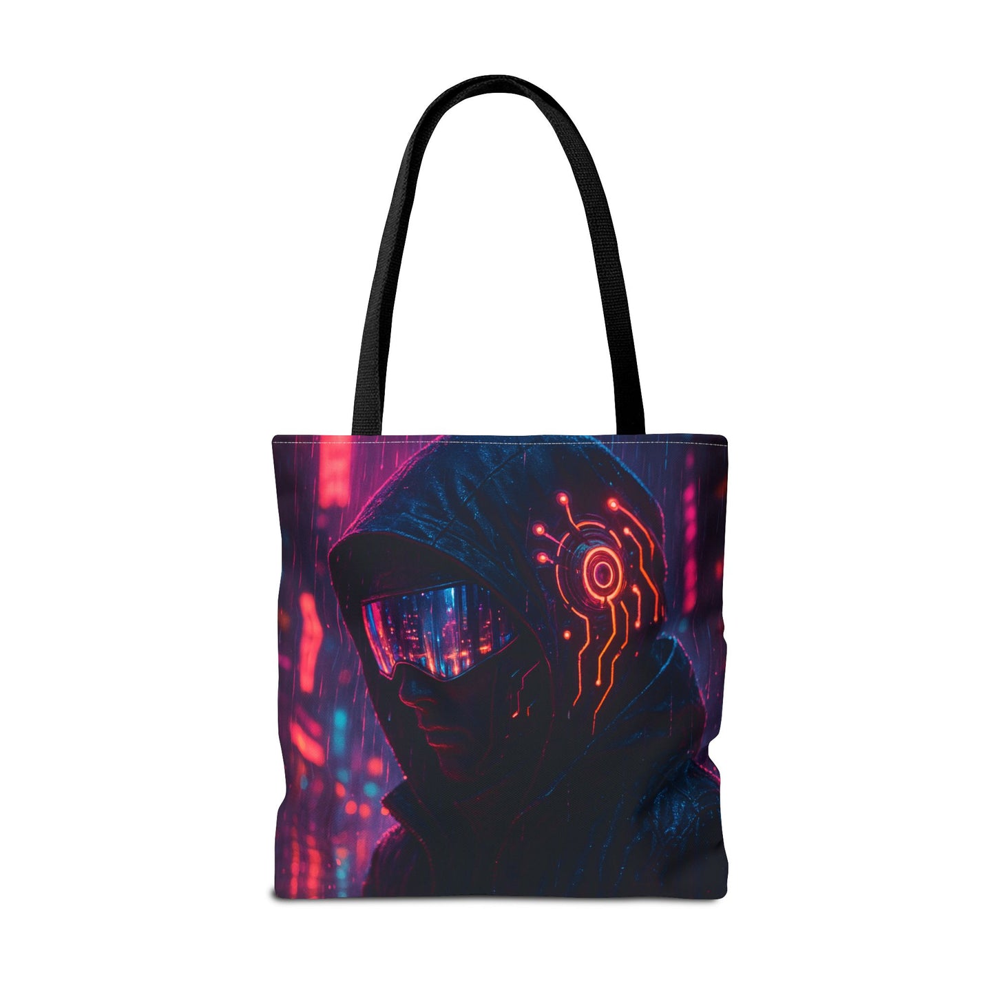 Futuristic Cyberpunk Tote Bag, Unique AOP Bag for Tech Lovers, Stylish Everyday Tote, Gift for Gamers, Sci-Fi Enthusiasts