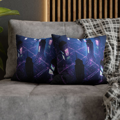 Futuristic Cityscape Pillowcase, Home Decor, Throw Pillow Cover, Gift for Gamers, Cyberpunk Vibe, Modern Bedroom Accent