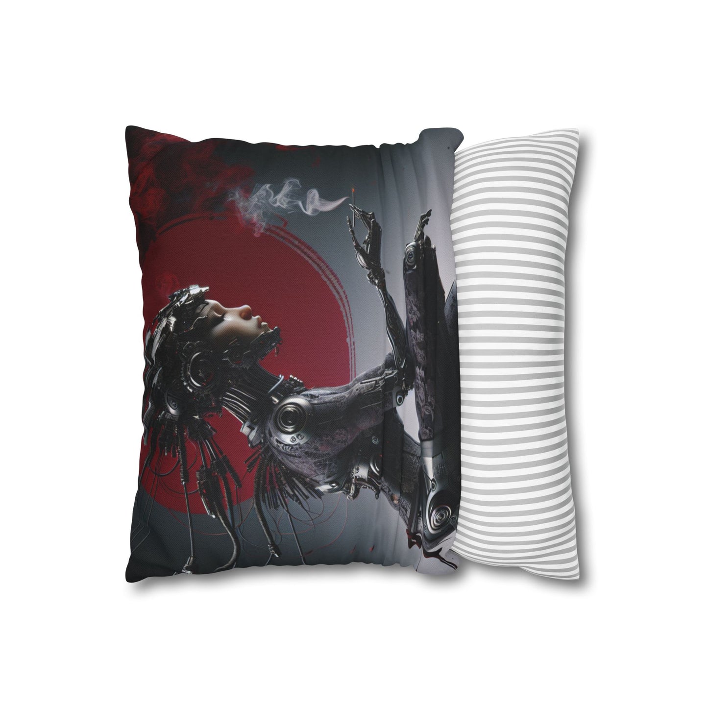 Futuristic Robot Love Pillowcase, Cyberpunk Decor, Gift for Tech Lovers, Modern Home Accent, Unique Housewarming Present