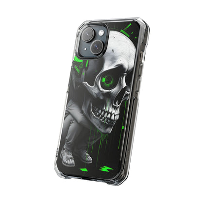 Edgy Skull Phone Case - Magnetic Clear Impact Cases, Unique Phone Cover, Goth Accessory, Halloween Gift, Stylish Tech Protection