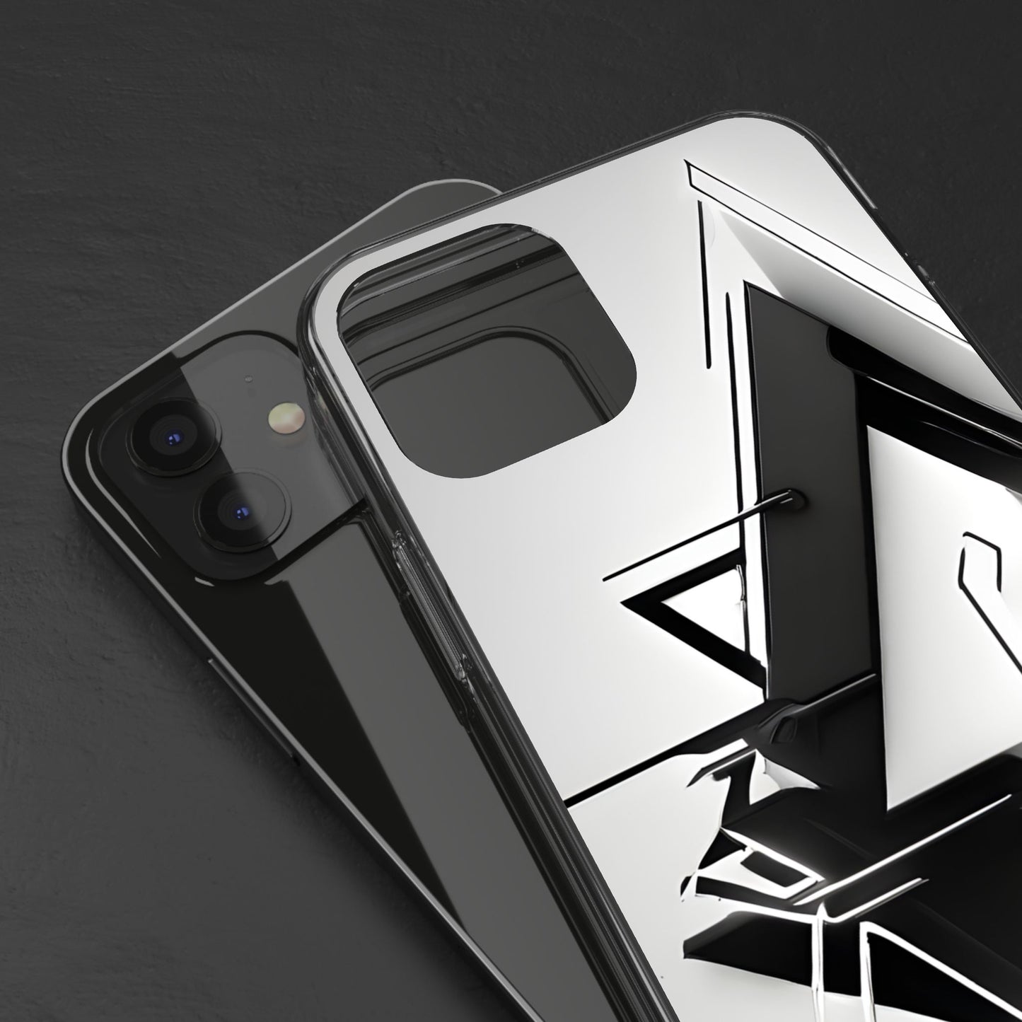 Clear Phone Case with Abstract Edgy Design Print