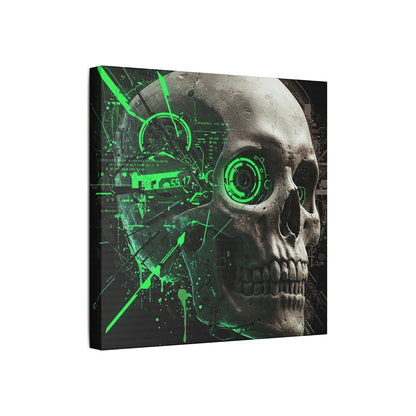 Digital Skull Art Wall Decor, Futuristic Skull Canvas Print, Cyberpunk Home Decor, Gothic Decoration, Unique Gift for Halloween