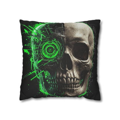Futuristic Skull Pillowcase | Gothic Decor, Cyberpunk Home Accessories, Unique Gift, Halloween Decor, Throw Pillow