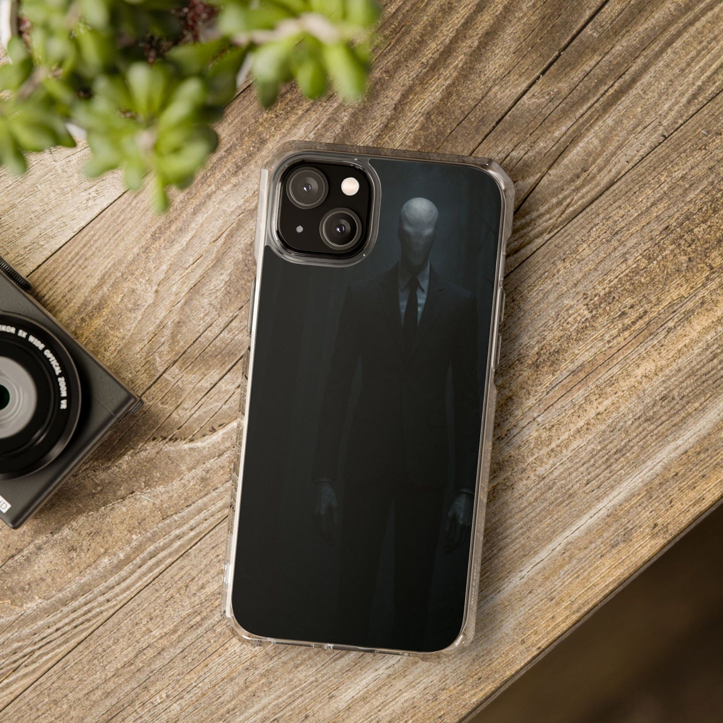 Sleek Phone Case with Minimalist Horror Design of Slenderman, Slim Protective Case, Unique Gift for Horror Lovers, Clear Impact-Resistant Case