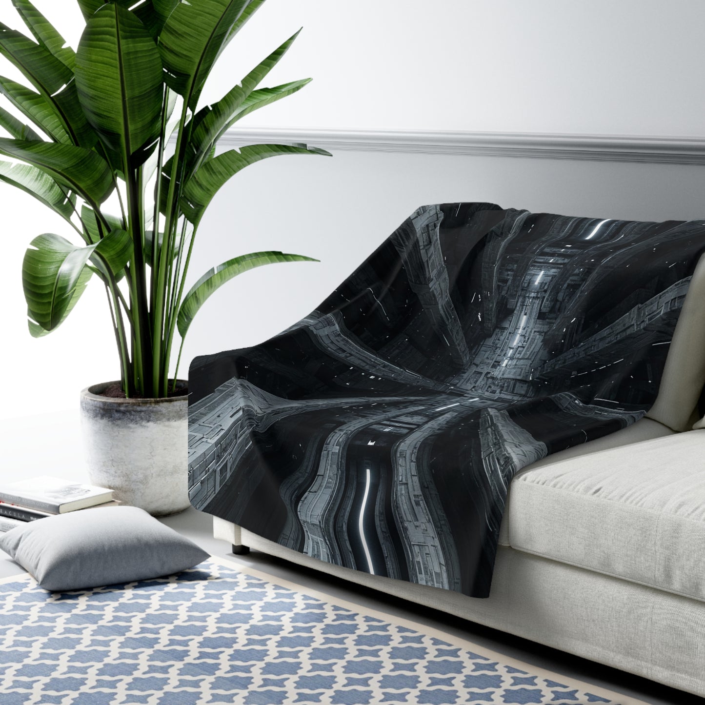 Futuristic Sherpa Fleece Blanket for Cozy Nights