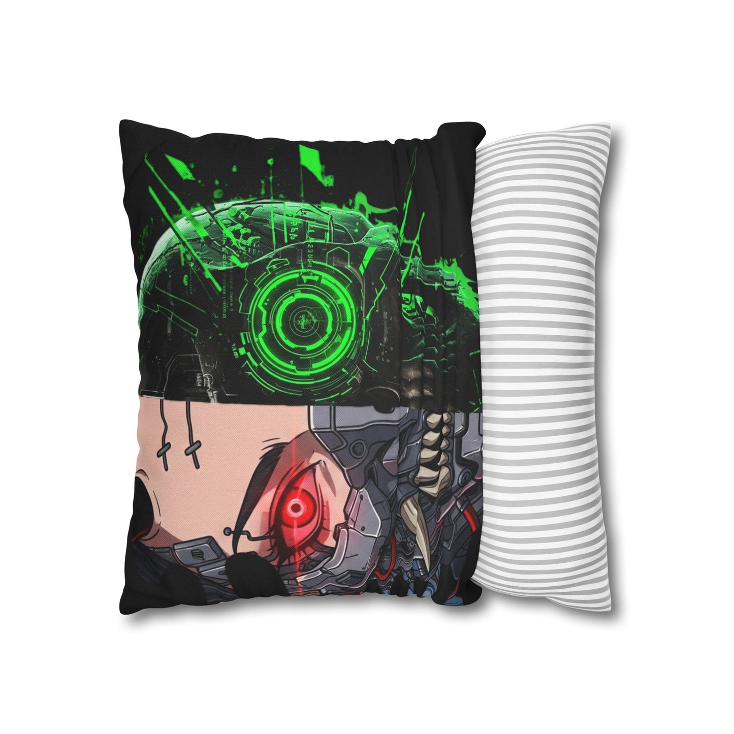 Futuristic Cyborg Pillowcase, Decorative Pillow Cover, Cyberpunk Home Decor, Gift for Sci-Fi Lovers, Gaming Room Accessory