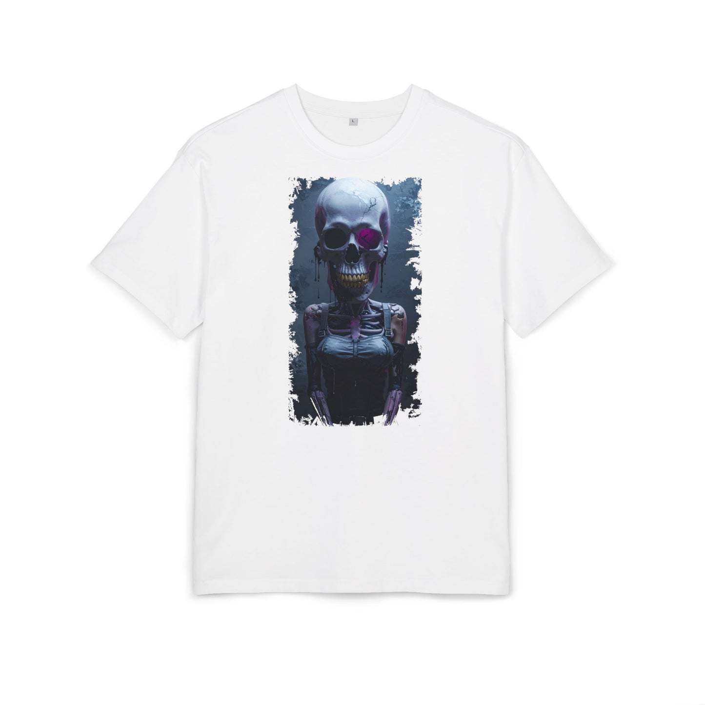 Unisex Heavy Oversize Tee with Skeleton Graphic, Spooky Halloween T-shirt, Casual Graphic Tee, Skeleton Art Shirt, Unisex Halloween Apparel