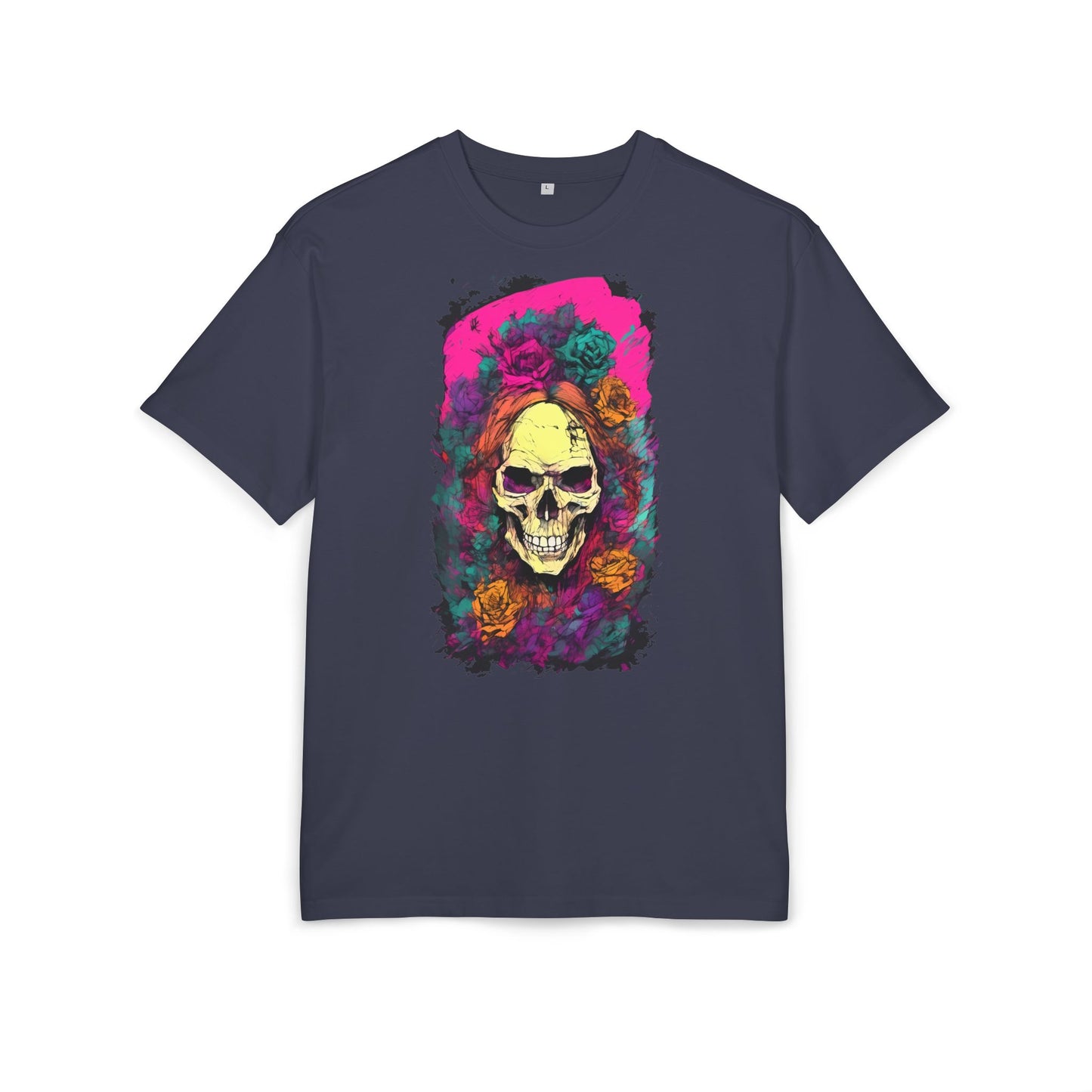 Skull Floral Oversize Tee - Graphic T-Shirt for Halloween, Festival Wear, Unisex Casual, Unique Gift