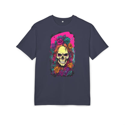 Skull Floral Oversize Tee - Graphic T-Shirt for Halloween, Festival Wear, Unisex Casual, Unique Gift