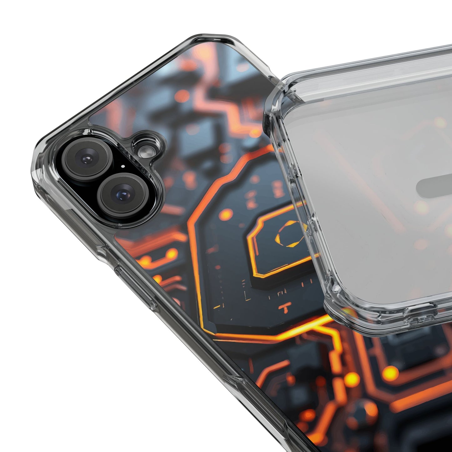 Futuristic Magnetic Phone Case, Clear Impact Case, Stylish Tech Accessory, Gifts for Tech Enthusiasts, Unique Phone Cover
