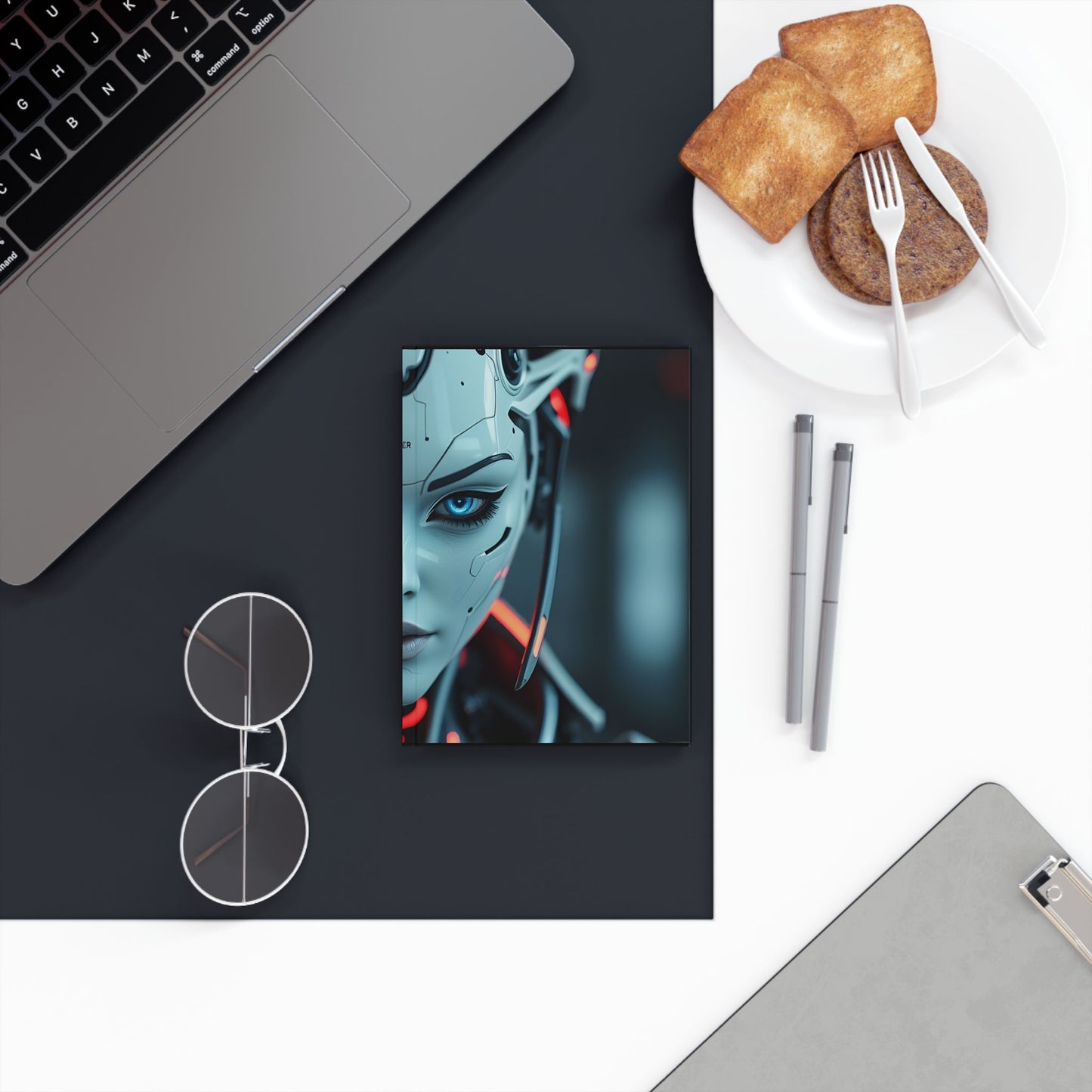 Futuristic Hard Backed Journal, Sci-Fi Journal, Cyberpunk Notebook, Robotic-Themed Diary, Gift for Tech Lovers, Writing Companion