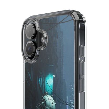 Futuristic Clear Phone Case with Neon City Design