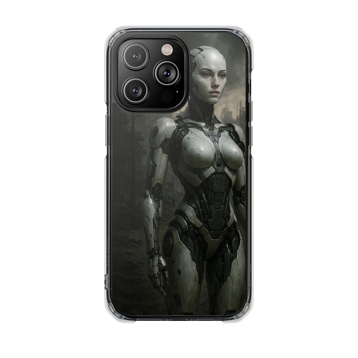 Futuristic Phone Case, Clear Impact Case with Sci-Fi Design, Smartphone Protection, Cyberpunk Aesthetic, Gift for Tech Lovers