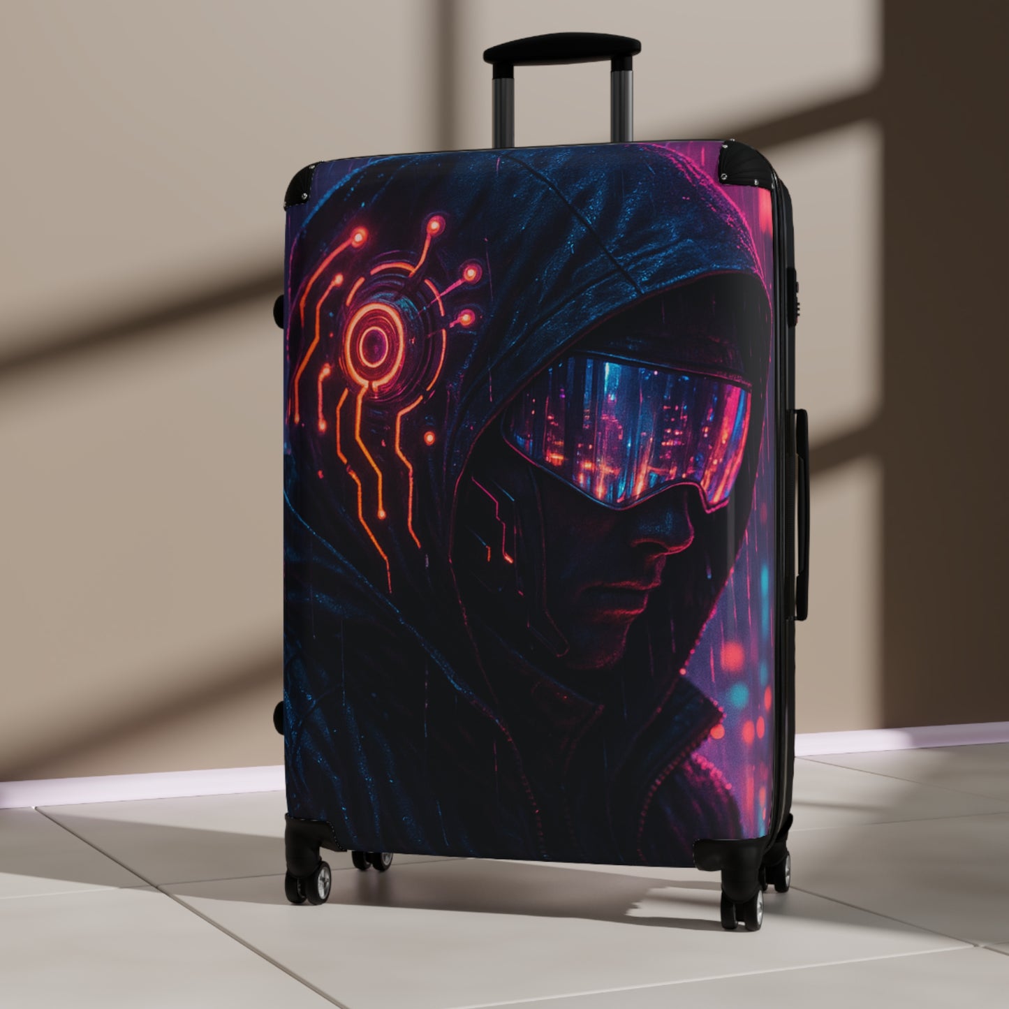 Futuristic Suitcase with Cyberpunk Design | Travel Luggage, Geek Gift, Stylish Bag, Unique Carry-On, Adventure Accessories