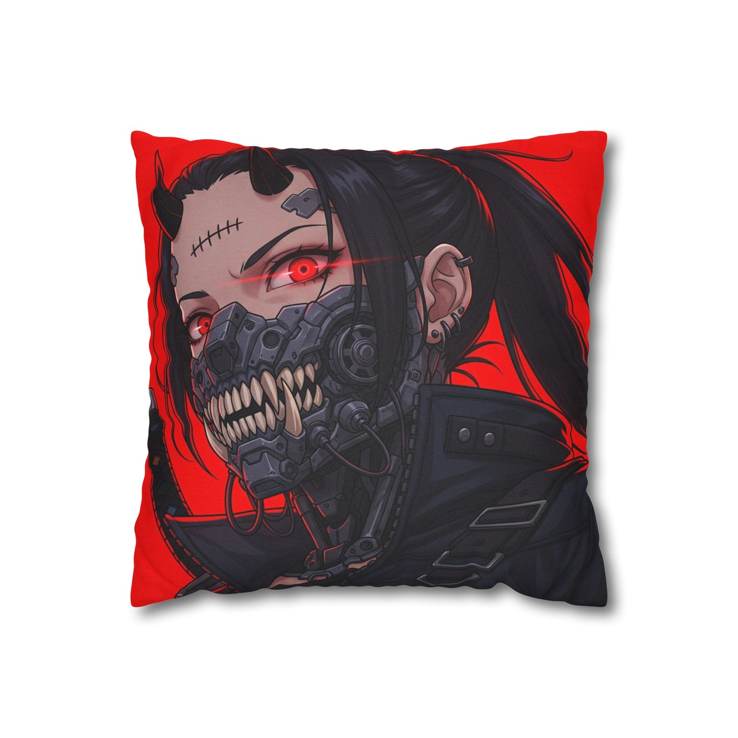 Gothic Anime Pillowcase, Decorative Throw Pillow, Cyberpunk Square Cushion, Bedroom Decor, Unique Gift for Fans, Cozy Home Accents
