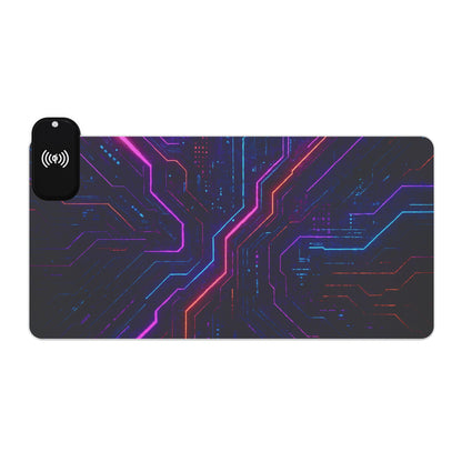 LED Gaming Mouse Pad with Wireless Charging - Futuristic Tech Design, Gamer Accessories, Desk Decor, Birthday Gifts, Game Night Essentials