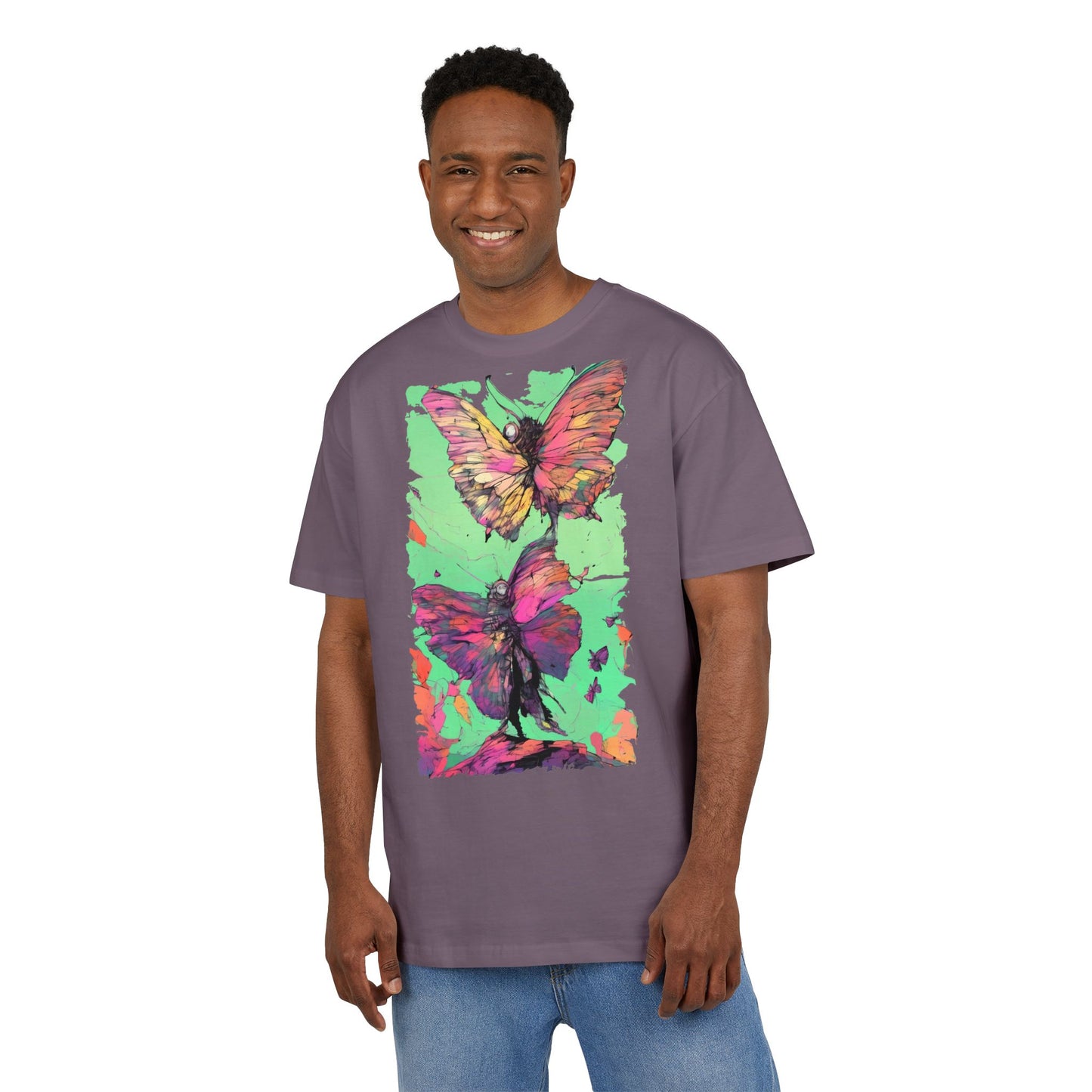 Colorful Butterfly Oversized Tee | Boho Style Tee, Spring Fashion, Nature Lover Gift, Festival Wear, Unique Graphic Shirt