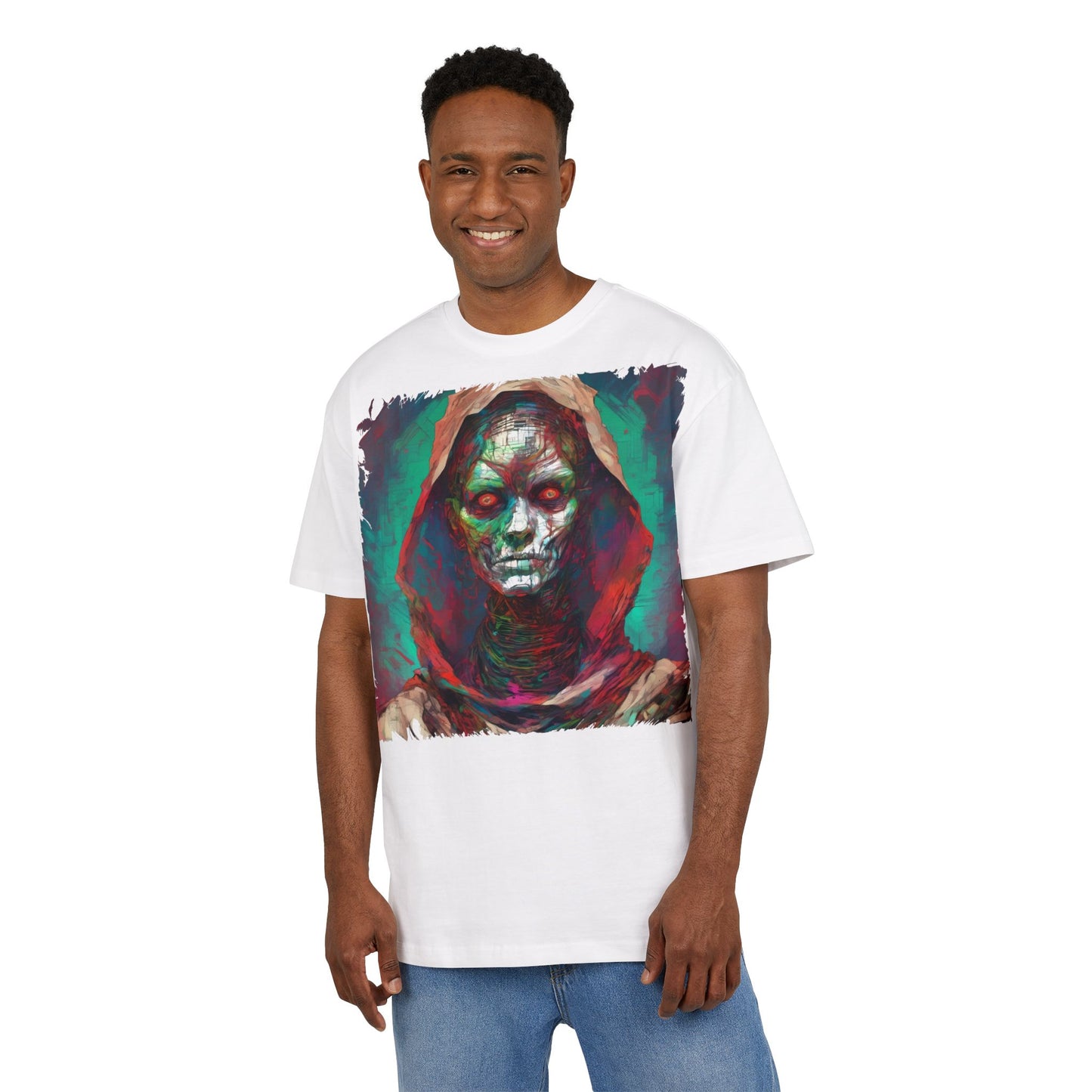 Eerie Oversize Tee, Unisex Graphic Shirt for Horror Lovers, Streetwear, Unique Gift for Halloween, Casual Wear, Art Tee