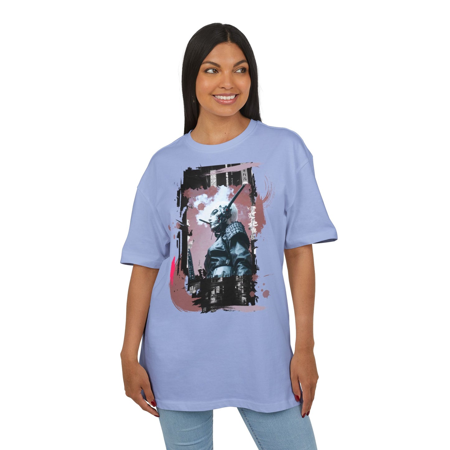 Unisex Heavy Oversize Tee featuring Samurai Art, Streetwear Graphic Tee, Gift for Him/Her, Casual Wear, Anime Inspired Fashion