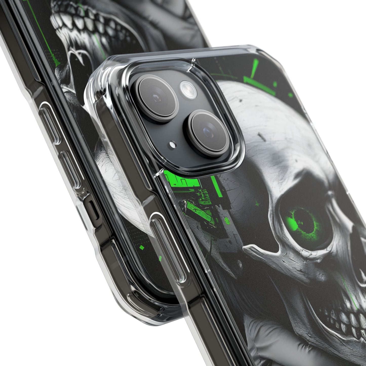 Edgy Skull Phone Case - Magnetic Clear Impact Cases, Unique Phone Cover, Goth Accessory, Halloween Gift, Stylish Tech Protection