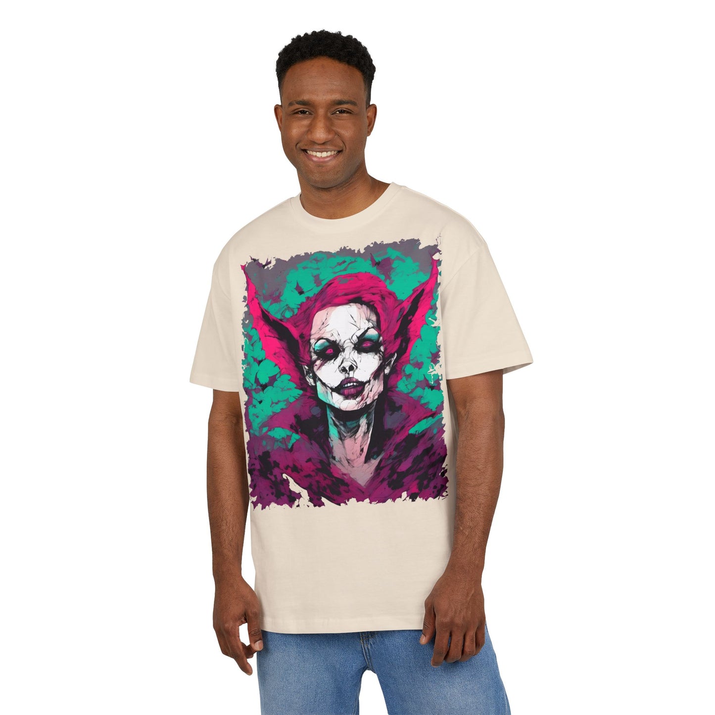 Eerie Portrait Unisex Oversized Tee | Unique Graphic Shirt for Halloween, Gift for Horror Fans, Scary Tee, Alternative Fashion