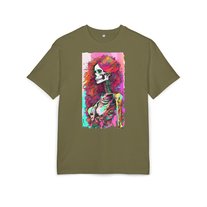 Vibrant Skeleton Art Unisex Heavy Oversize Tee, Halloween Shirt, Statement Tee, Graphic Tee, Casual Wear, Gift