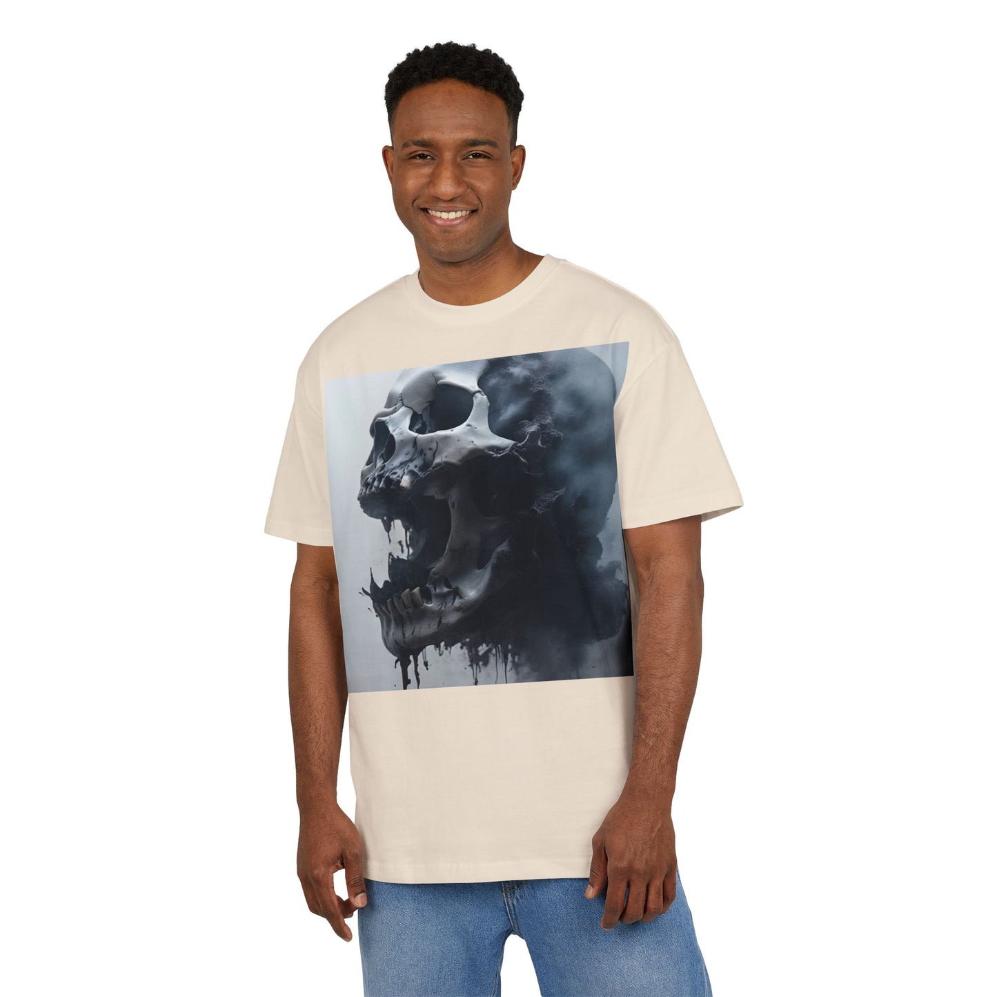 Gothic Skull Oversized Tee | Unisex, Grunge Fashion, Halloween Shirt, Dark Aesthetic, Casual Wear