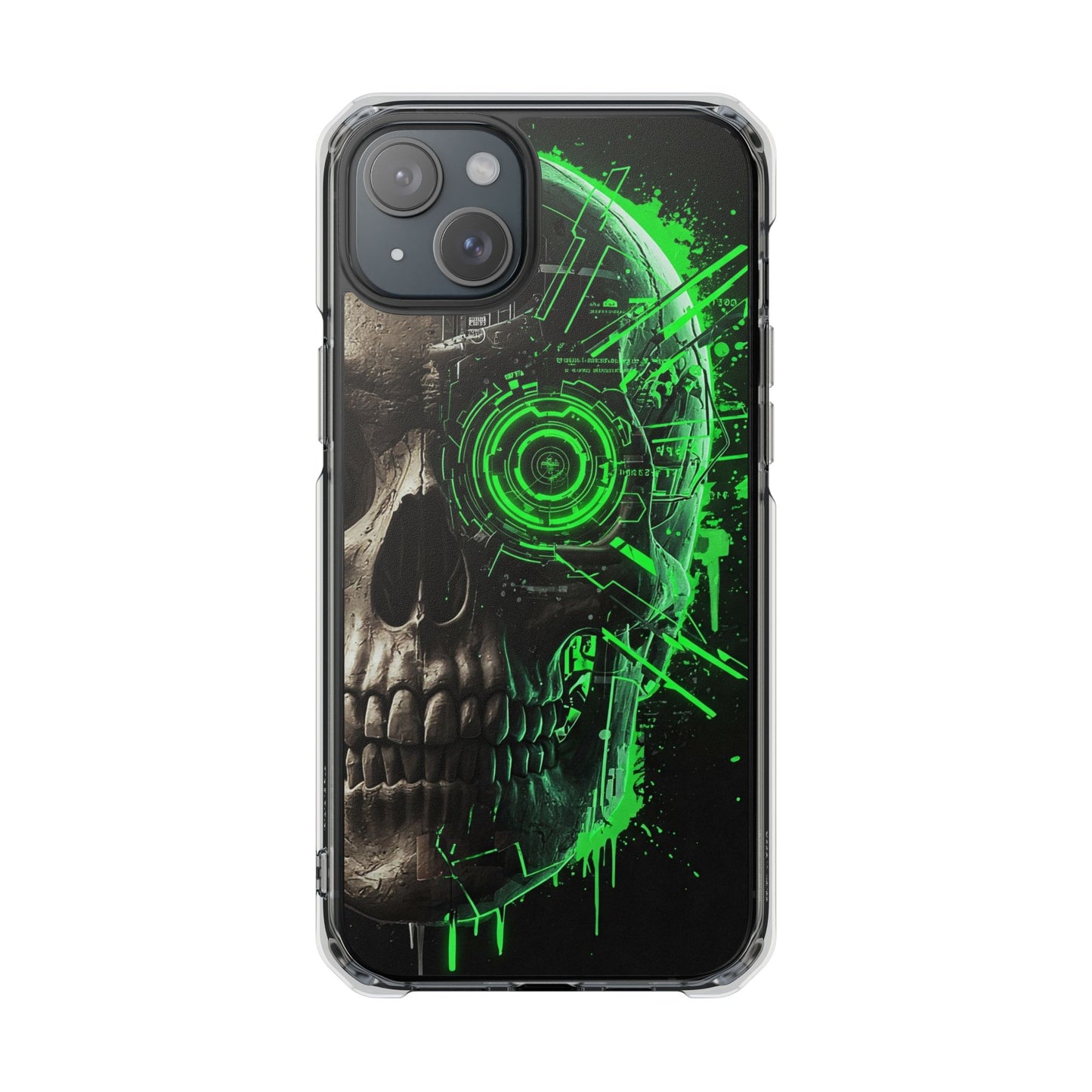 Skull Graphic Phone Case - Magnetic Clear Impact Cases, Skull Design, Unique Phone Protection, Edgy Gift for Tech Lovers