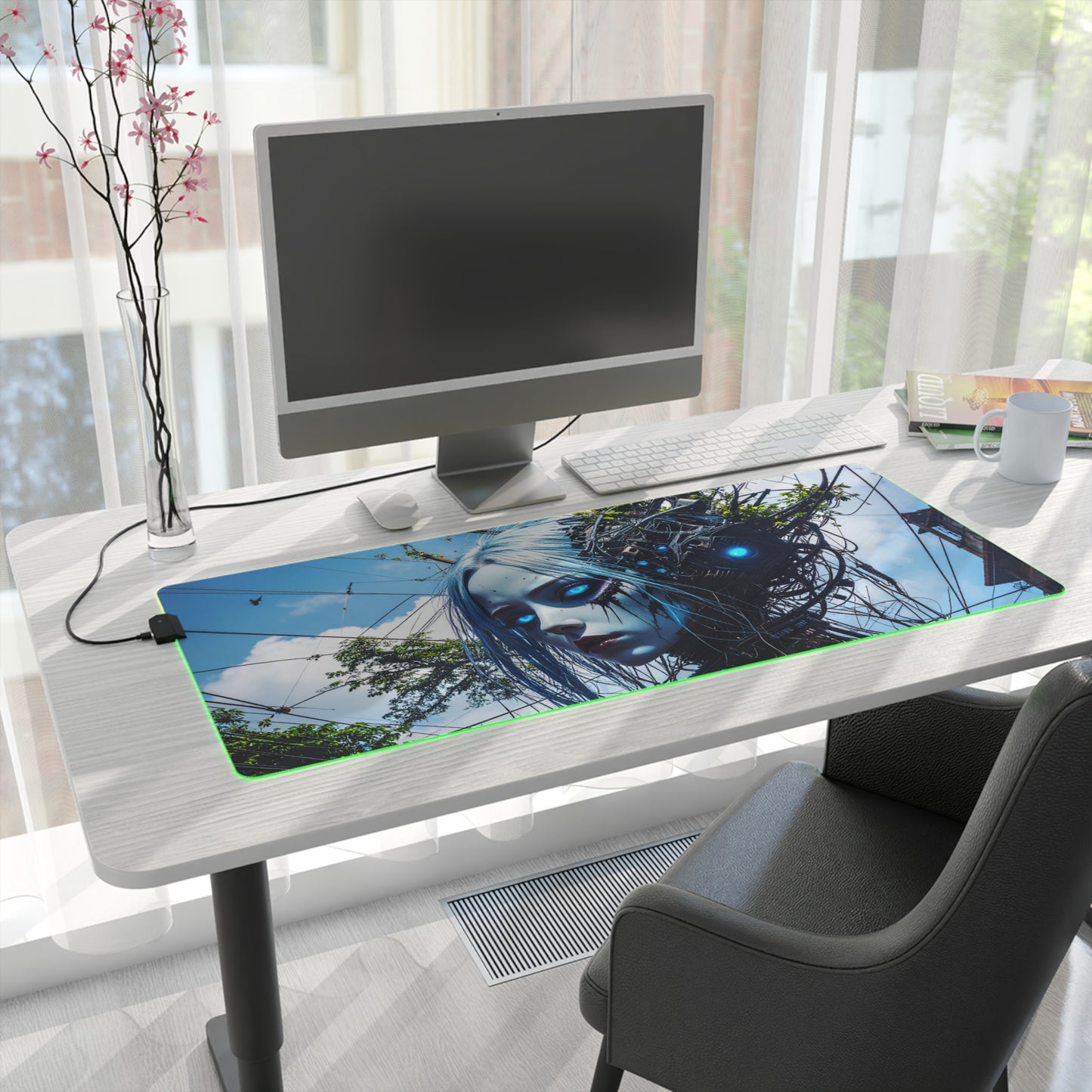 LED Gaming Mouse Pad with Futuristic Design, Gaming Desk Mat, LED Light Mat, Computer Accessories, Gift for Gamers