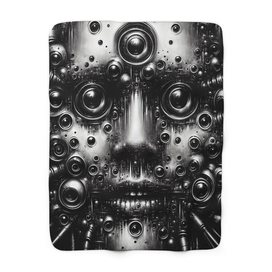 Futuristic Sherpa Fleece Blanket - Metallic Face Design