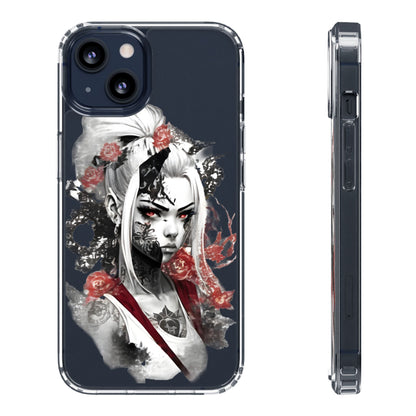 Artistic Clear Phone Case with Floral Design
