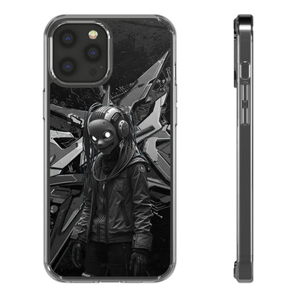 Anime-Inspired Clear Phone Case - Edgy Streetwear Style