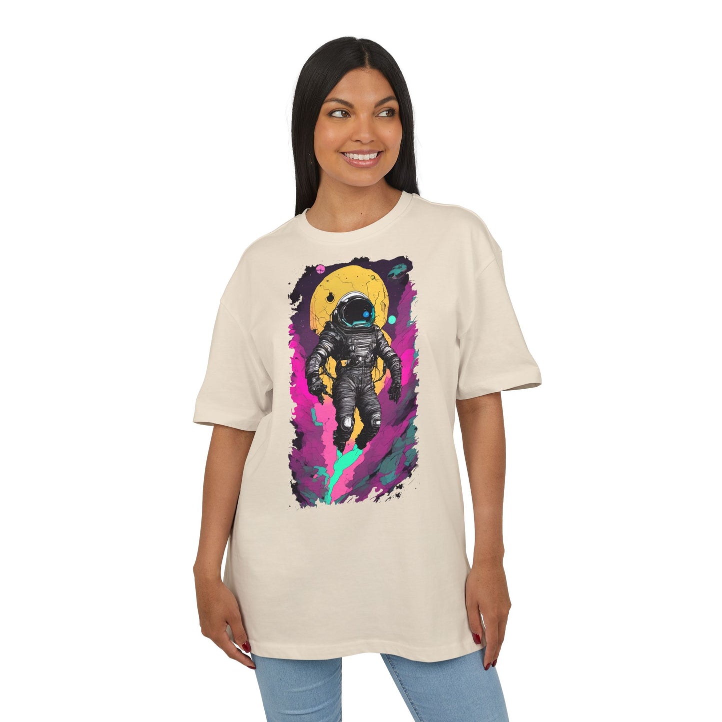 Cosmic Astronaut Tee, Unisex Oversize Tee, Space Graphic Shirt, Retro Astronaut T-Shirt, Gift for Space Lovers, Unique Graphic Tee