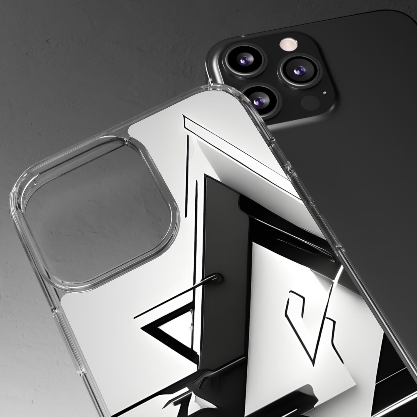 Clear Phone Case with Abstract Edgy Design Print