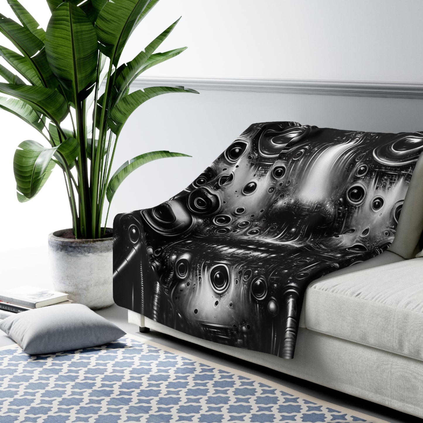 Futuristic Sherpa Fleece Blanket - Metallic Face Design