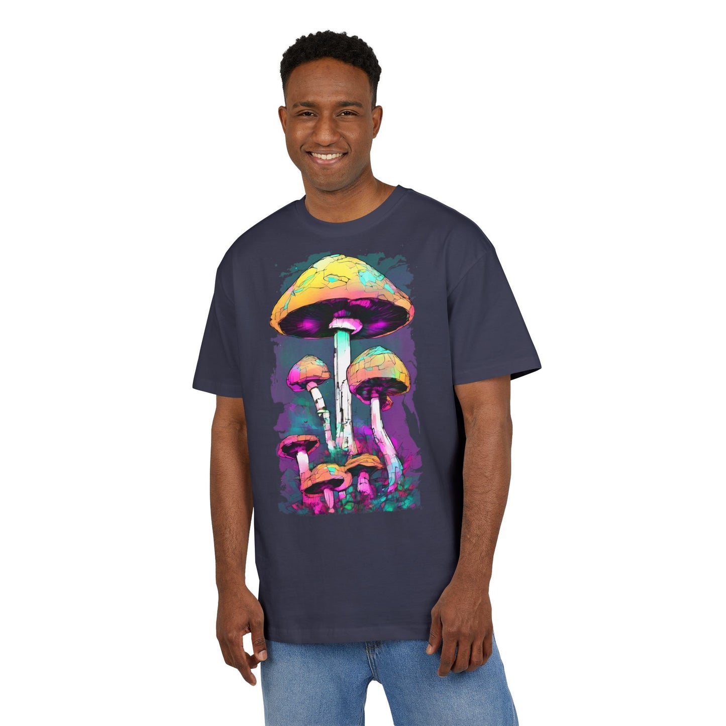 Trippy Mushroom Unisex Oversize Tee | Psychedelic Art Shirt, Retro Graphic Tee, Festival Wear, Gift for Nature Lovers, Streetwear