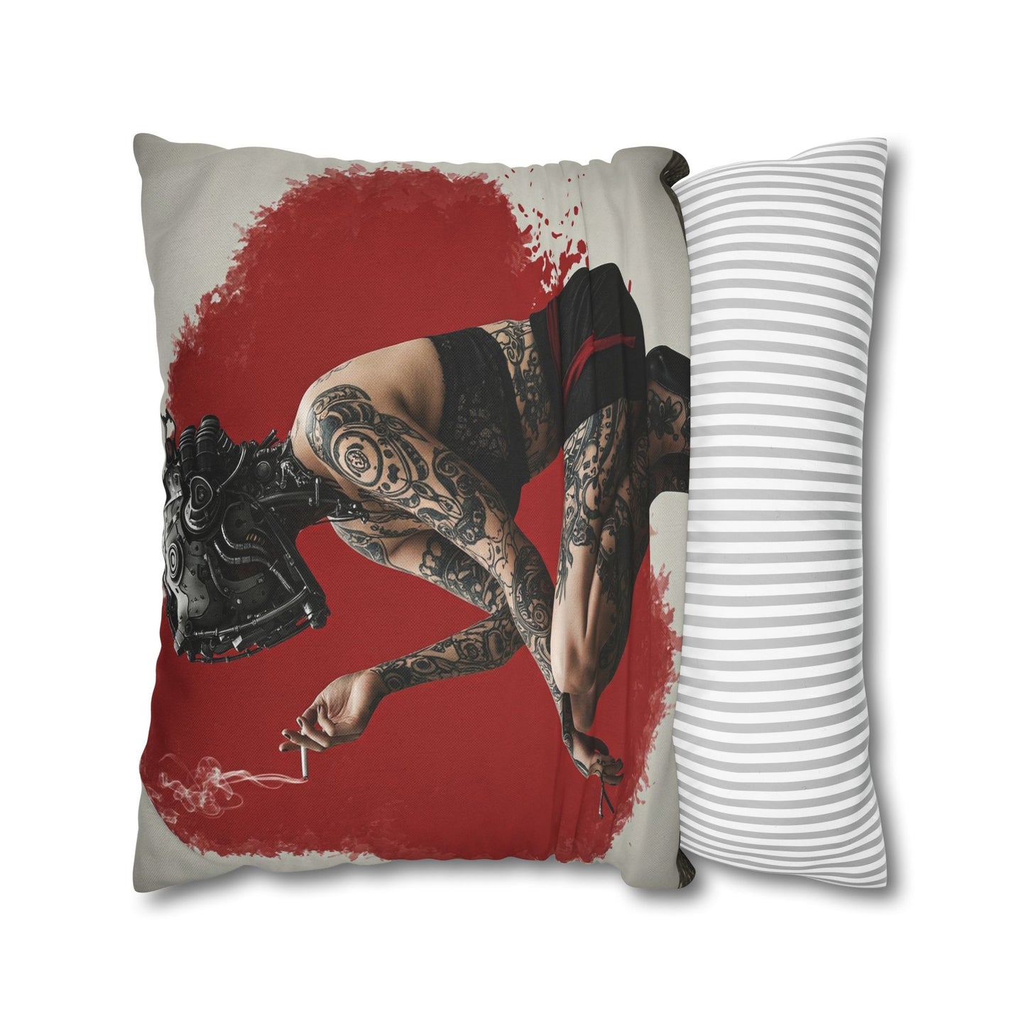 Edgy Tattoo Art Pillowcase | Boho Decor, Home Accent, Gift for Her, Trendy Cushion, Festival Style