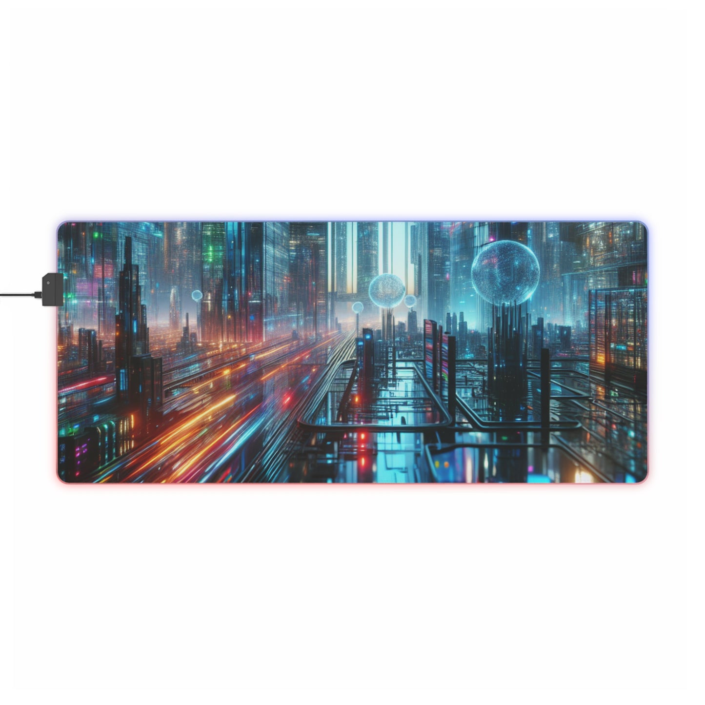 Futuristic LED Gaming Mouse Pad, Large Computer Desk Mat, RGB RGB Gaming Accessories, Gift for Gamers, Desk Decor