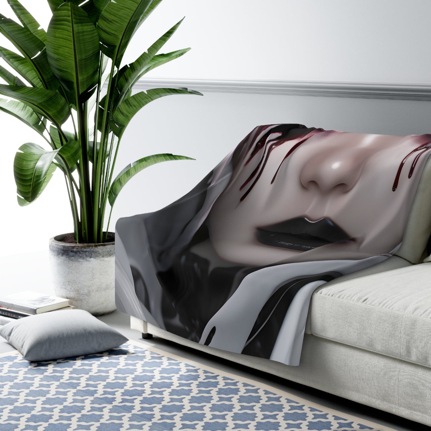 Sherpa Fleece Blanket with Dark Horror Gothic Design