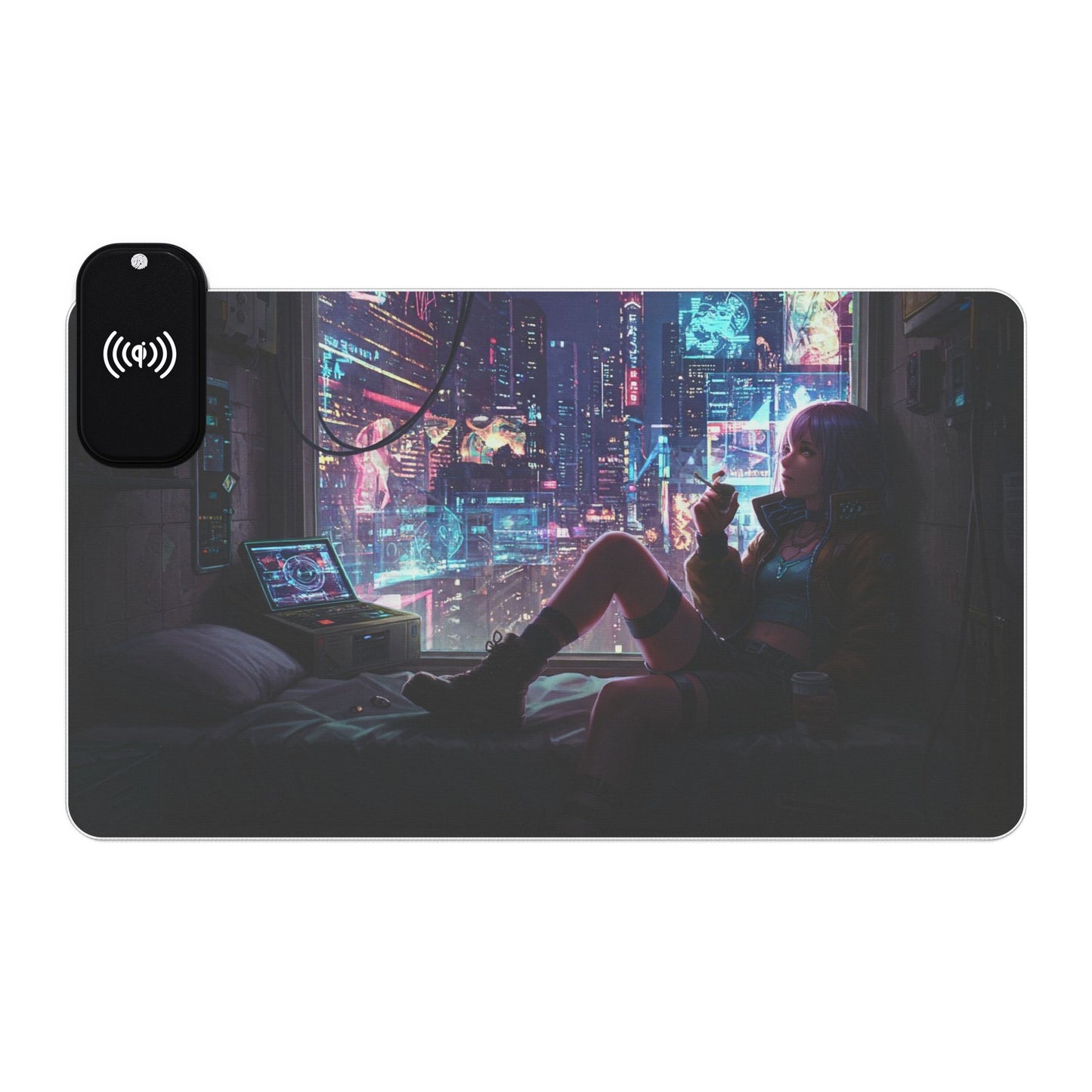 LED Gaming Mouse Pad with Wireless Charging - Futuristic Gamer Desk Accessory, RGB Desk Mat, Gaming Setup Decor, Perfect for Gifts