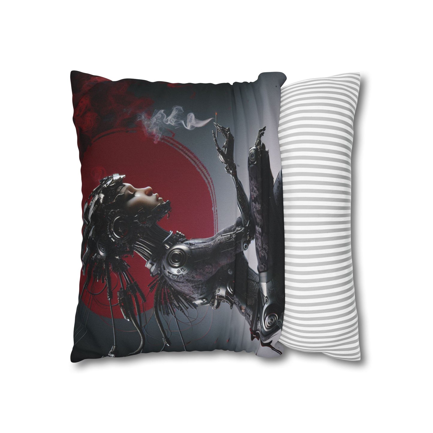 Futuristic Robot Love Pillowcase, Cyberpunk Decor, Gift for Tech Lovers, Modern Home Accent, Unique Housewarming Present